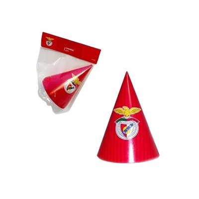 Chapéu de festa vermelho brilhante com emblema SL Benfica