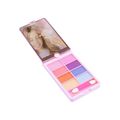 Paleta de maquilhagem colorida com espelho e pincel aplicador