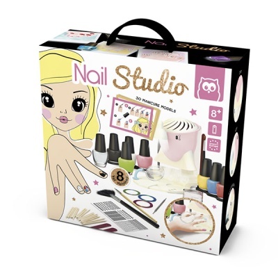 Conjunto de manicure Nail Studio com vernizes coloridos e secador de unhas para crianças