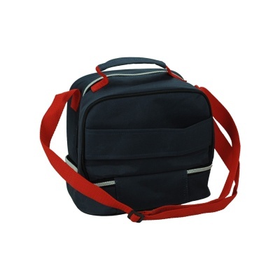 Mala preta pequena com alça vermelha