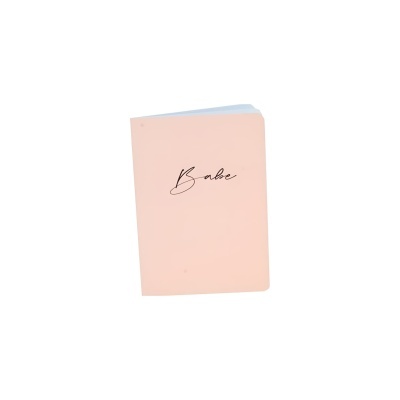 Livro ou caderno rosa claro com texto Babe
