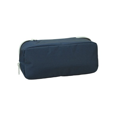 Estojo retangular azul escuro com fecho prateado