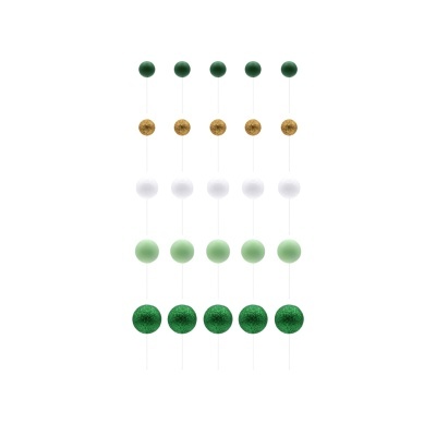 Cinco colares decorativos com contas coloridas e glitter em linha