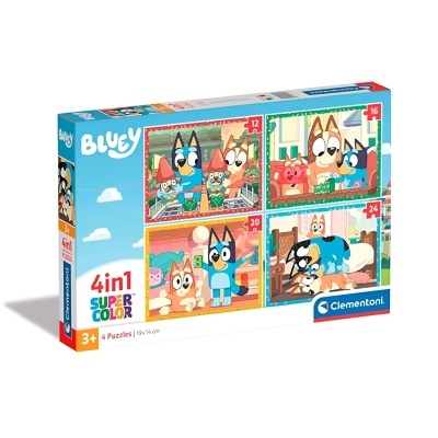 Caixa de puzzle Clementoni Bluey 4 em 1 colorido para crianças