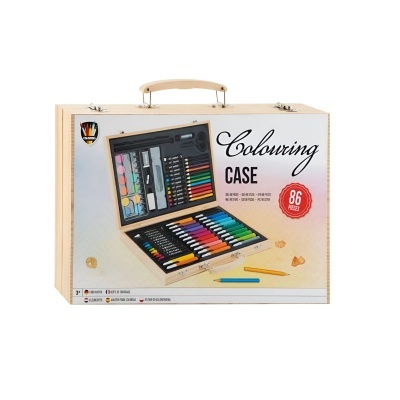 Caixa para pintar Colouring Case com 86 peças e pega de transporte