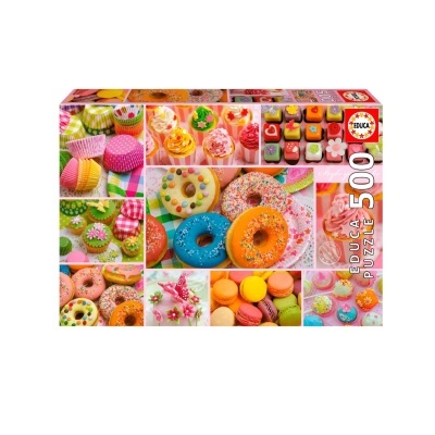 Caixa de quebra-cabeças Educa Puzzle com imagens de doces coloridos