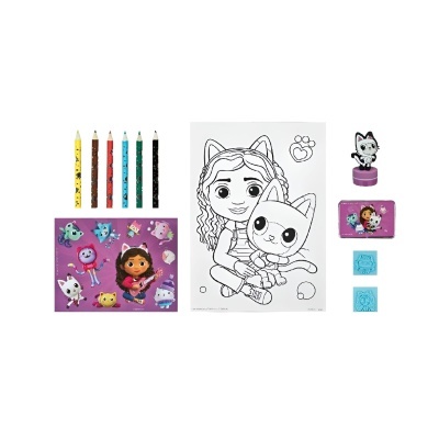 Conjunto infantil de lápis de cor, folha para colorir e acessórios