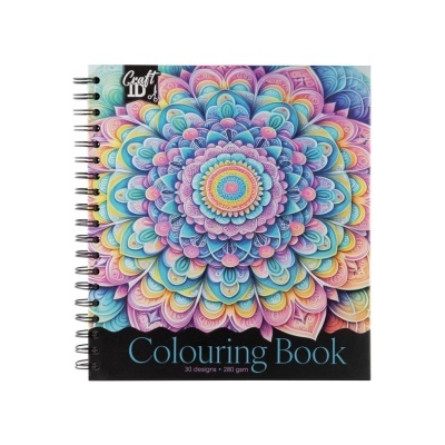 Livro de colorir com capa mandala colorida e espiral preta