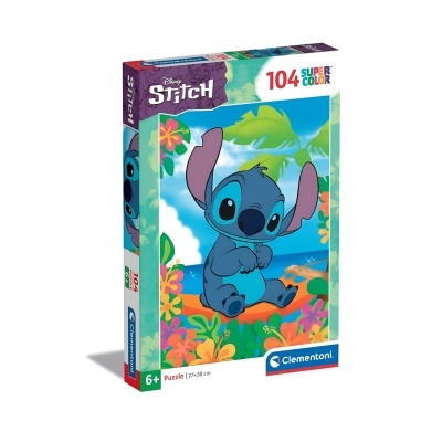 Caixa de puzzle Disney Stitch com 104 peças coloridas