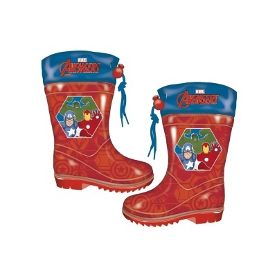 Botas de chuva vermelhas com personagens Marvel Avengers Capitão América e Homem de Ferro