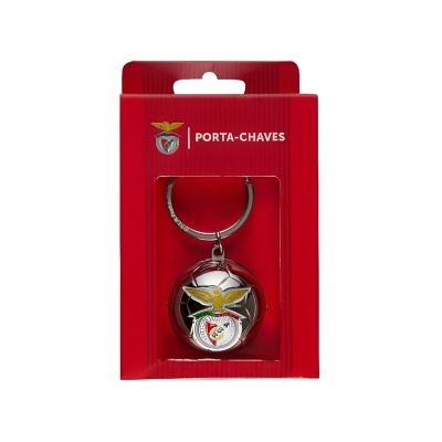 Porta-chaves metálico Benfica na embalagem vermelha