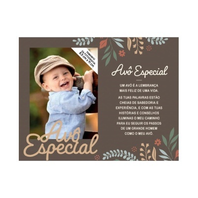 Cartão Avô Especial com foto de bebé e texto em português