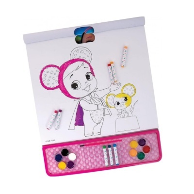 Livro de colorir infantil com tintas e pincéis