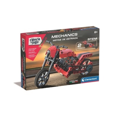 Caixa de jogo STEM Clementoni MECHANICS MOTAS DE ESTRADA com mota vermelha para montar