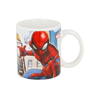 Caneca branca com imagem colorida do Spiderman da Marvel