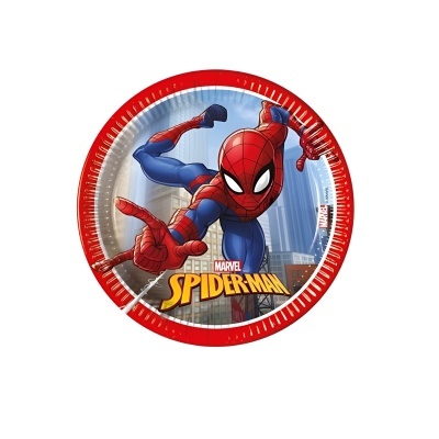 Prato descartável de papel com Spider-Man vermelho e azul