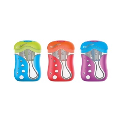 Apontadores COLOR'PEPS coloridos de plástico com duas lâminas