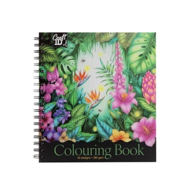 Capa de livro de colorir com ilustrações florais coloridas e texto