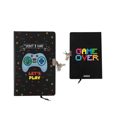 Diários com cadeado e temas de videojogo