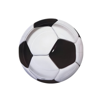 Prato descartável padrão bola de futebol preto e branco