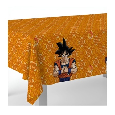 Toalha de mesa laranja com personagem Goku do anime Dragon Ball