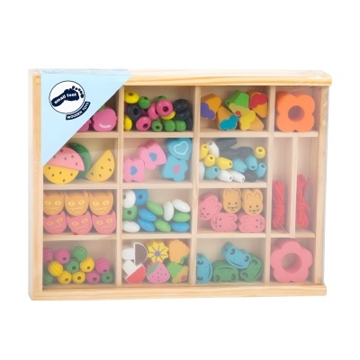 Caixa de contas de madeira coloridas para bijuteria