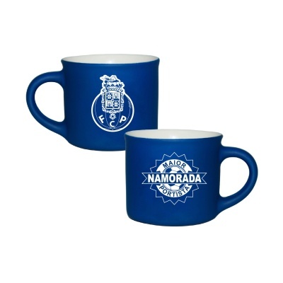 Duas canecas azuis com interior branco e texto branco do FC Porto e Maior Namorada Portista