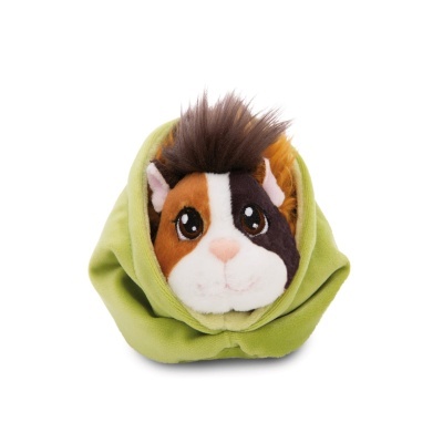 Pelúcia de porquinho-da-índia dentro de tecido verde claro