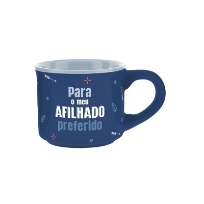 Caneca azul com frase para afilhado preferido