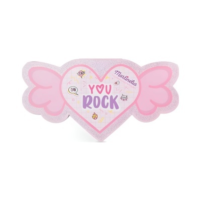 Coração cor-de-rosa com asas e texto 'I ❤️ YOU ROCK'