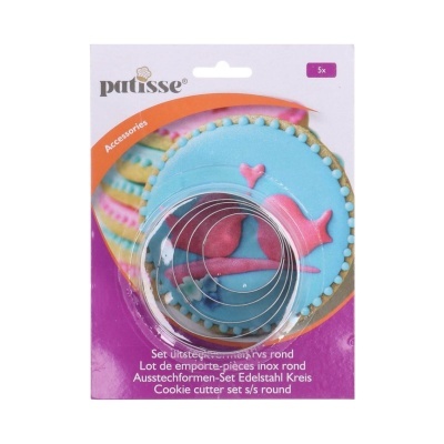 Conjunto de cortadores de bolachas redondos em aço inoxidável patisse