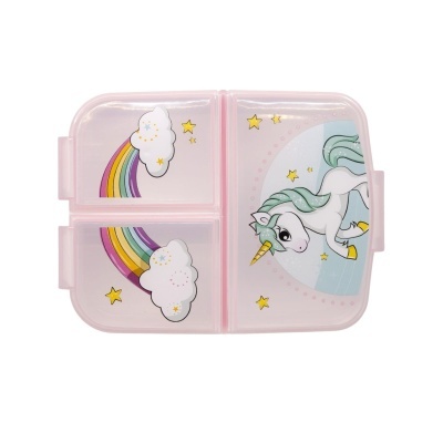 Estojo rosa com unicórnio e arco-íris