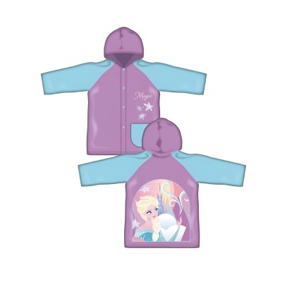 Casaco infantil lilás e azul com imagem da Elsa e texto Magic