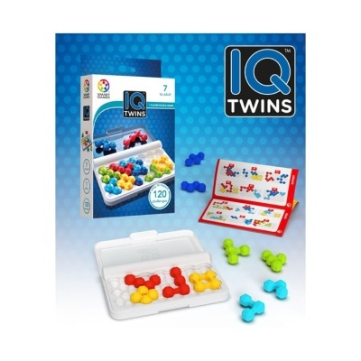 Jogo de peças IQ TWINS com 120 desafios em caixa plástica com peças coloridas e folheto de instruções