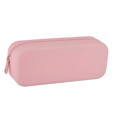 Estojo retangular rosa com fecho de correr