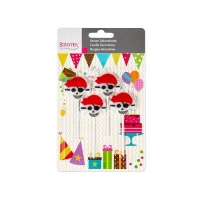 Velas decorativas para bolo com caveiras e bandanas vermelhas