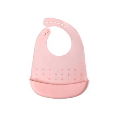 Babete rosa de silicone com bolso e fecho ajustável