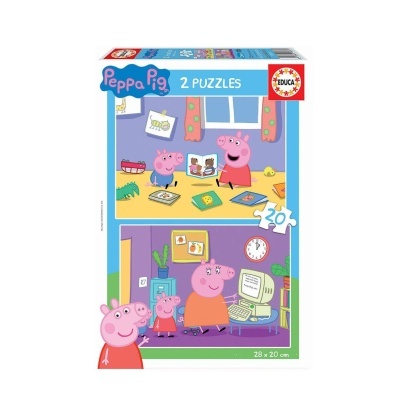 Caixa de puzzles Peppa Pig com 2 puzzles de 20 peças cada.