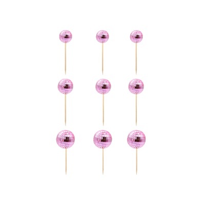 Palitos decorativos com mini bolas rosas espelhadas