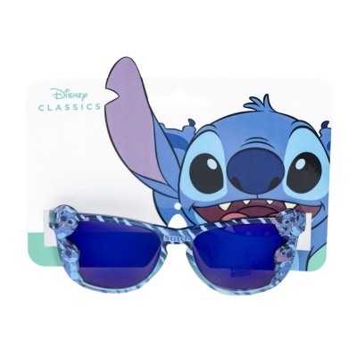 Óculos de sol azul com lente azul e ilustração do Stitch