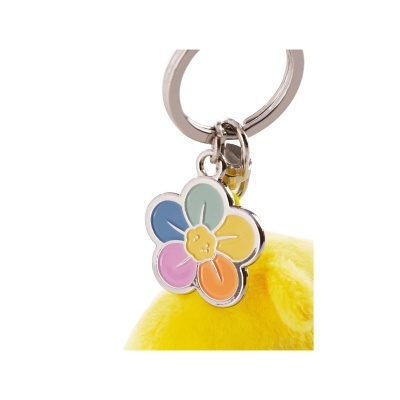 Chaveiro com pendente flor colorida e argola metálica