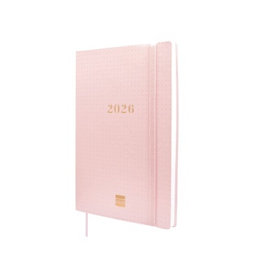 Agenda 2026 capa rígida rosa com elástico