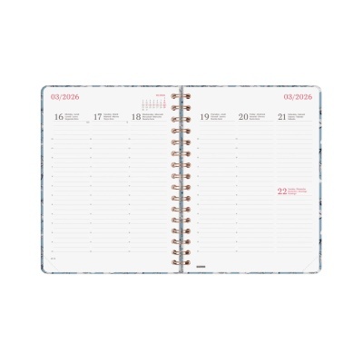 Agenda semanal aberta totalmente visível com datas de 16 a 22 de março de 2026