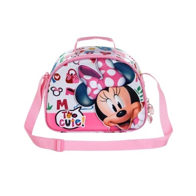 Mala infantil rosa com estampa de Minnie Mouse e alça ajustável