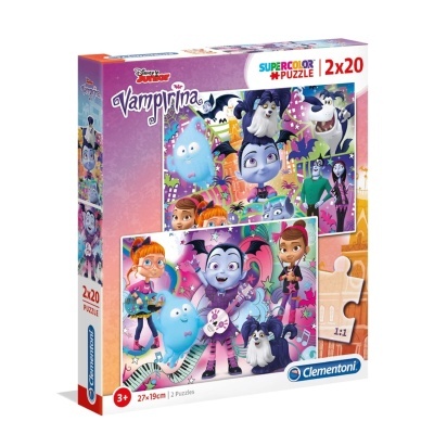 Caixa de puzzle Supercolor 2x20 peças Clementoni Vampirina com personagens coloridos