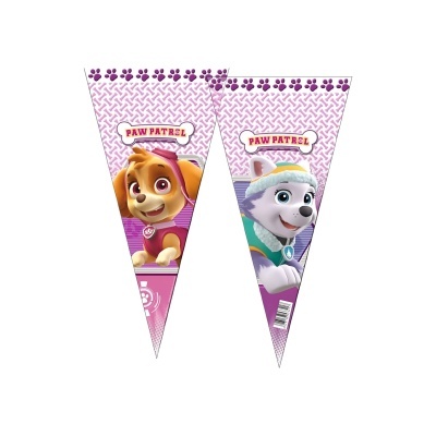 Bandeirolas cor-de-rosa PAW PATROL com cães desenhados