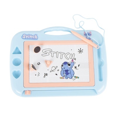 Quadro mágico azul claro com bordas rosa e desenho do Stitch