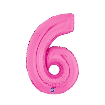 Balão metálico rosa número 6