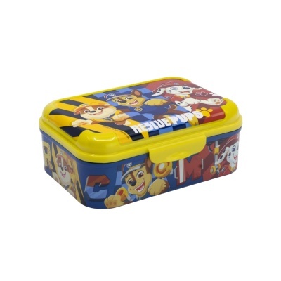 Lancheira infantil com personagens da Patrulha Pata e tampa amarela