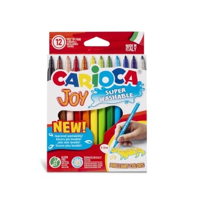 Caixa de canetas coloridas CARIOCA JOY SUPER WASHABLE com 12 unidades